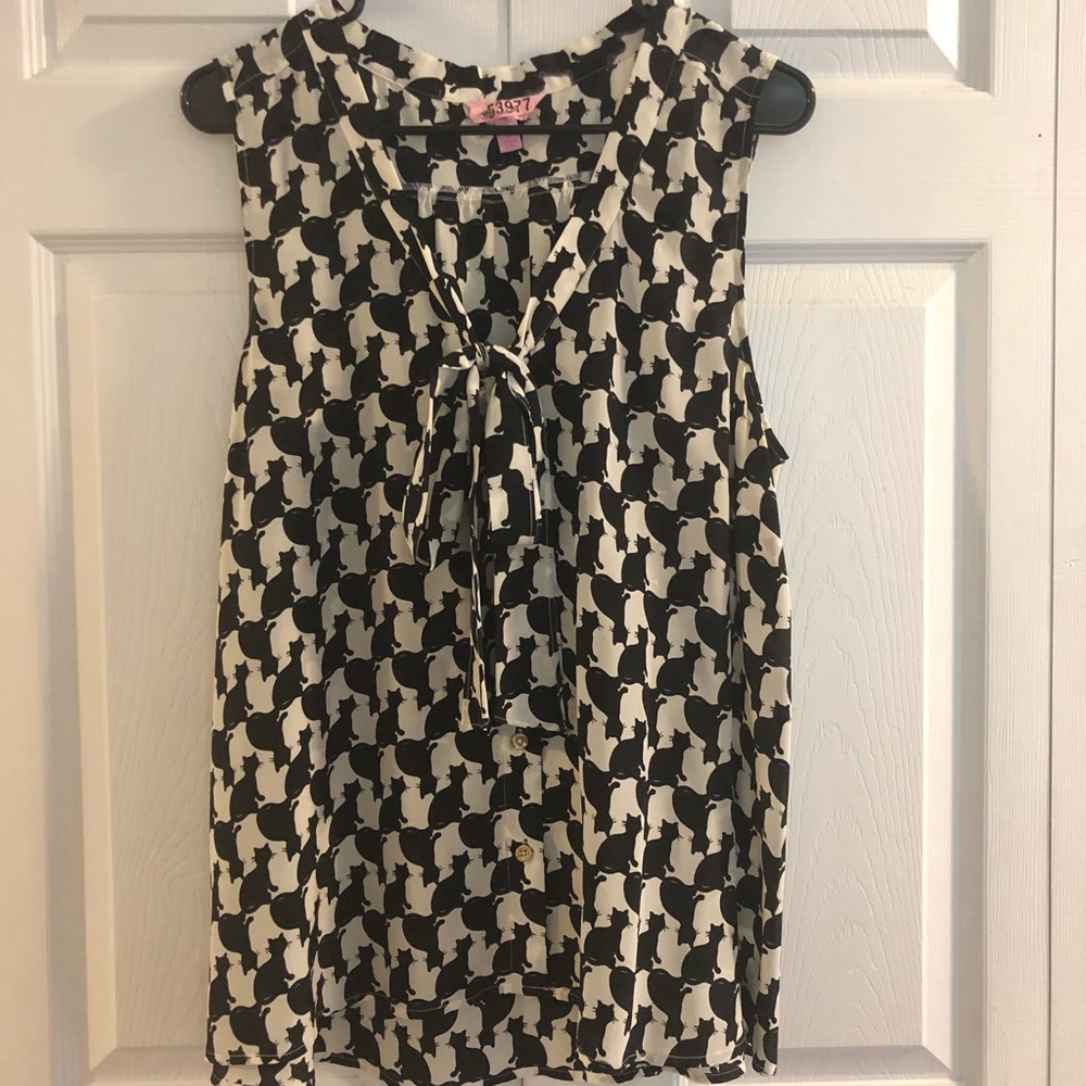 Lilly Pulitzer Black and White Cats Top